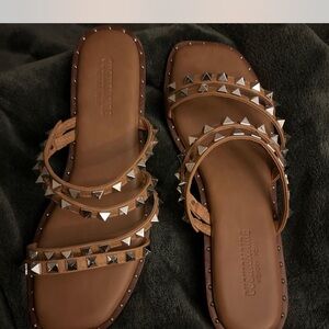 Brown Studded Women's Sandals